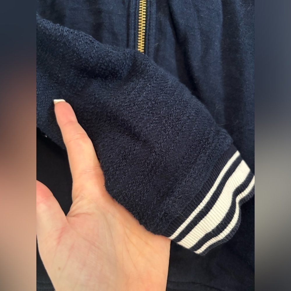 Vintage Y2K Tommy Hilfiger Letterman Bomber 100% Cotton Navy White Stripe S​​ - Picture 6 of 9